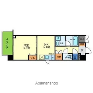 大阪府大阪市中央区上汐2丁目【マンション】の間取り