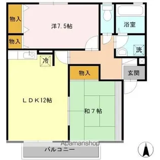 エルクレールCD【D202号室】の間取り