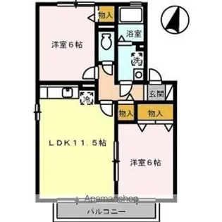 ウェルフェア櫛梨【2階】の間取り