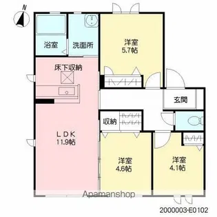 シャーメゾン和 E棟【1階】の間取り