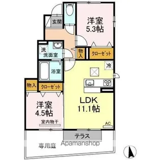 サンロード仏生山【1階】の間取り