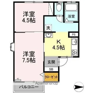 エルひょうたん山 B【1階】の間取り