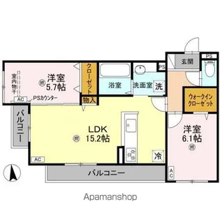 パサログランデ賑町【202号室】の間取り