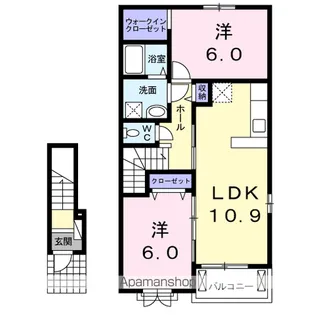 ジャン ノーブル F【2階】の間取り