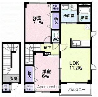 エール シャンブル A【2階】の間取り