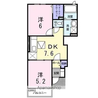 サン リバーD【105号室】の間取り
