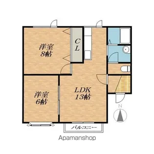 コーポスワン【2階】の間取り