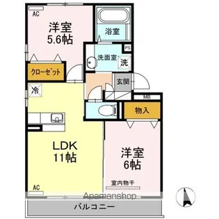 ウエスト ヴィレッジⅡ B棟【2階】の間取り