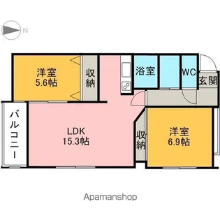 アールベール【301号室】の間取り