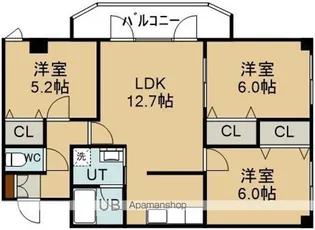 AVANT GARDEⅢ(アヴァンギャルドスリー)【413号室】の間取り
