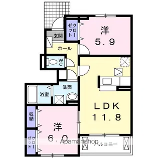 リバーサイド無限 Ⅱ【1階】の間取り