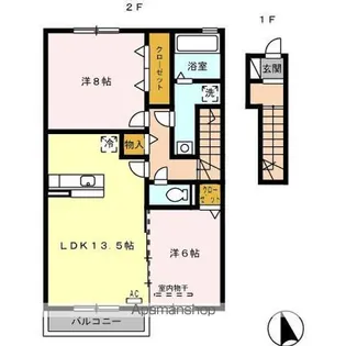 カーサ城北 B棟【2階】の間取り