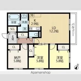 WELL BRIGHT 朝日RESIDENCE【3階】の間取り