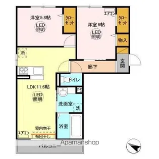 ラヴィーヌみどりの【2階】の間取り