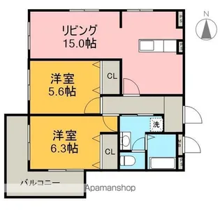 コーポやすり苑【2階】の間取り