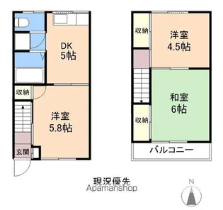 コーポ宮 1号棟【1階】の間取り