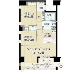 ガーデニエール砧レジデンス【6階】の間取り