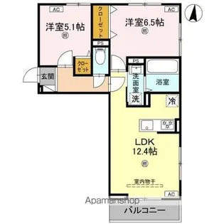 DーREGALO二の宮【1階】の間取り