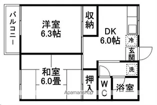 クレール旭ケ丘【202号室】の間取り