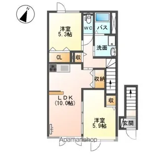 GRADO K’S【202号室】の間取り