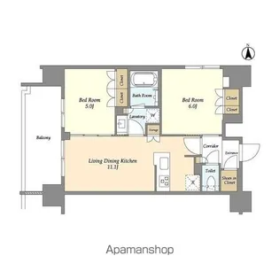ジオエント上野稲荷町【14階】の間取り