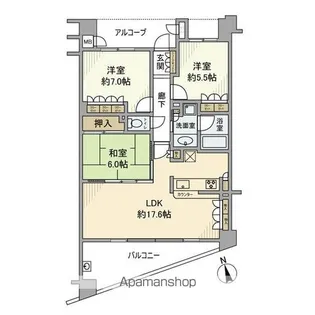 東京都杉並区浜田山1丁目【マンション】の間取り