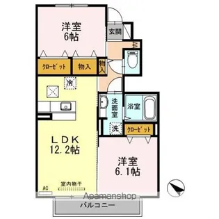 メルベーユ古新開【1階】の間取り