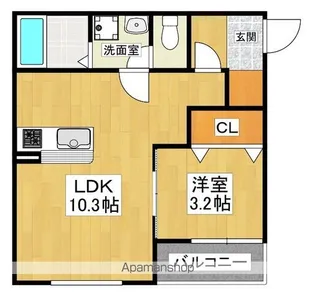 1LDKの間取り画像