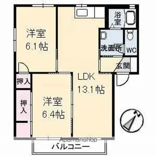 ハミングバード C棟【101号室】の間取り