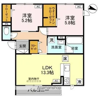 プリュニエ【1階】の間取り