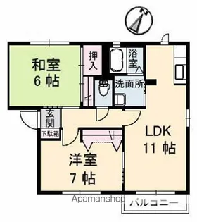 ウッド ヴィラージュ B棟【1階】の間取り