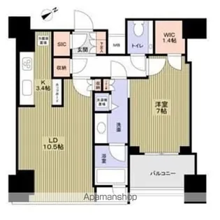 シティタワー麻布十番【17階】の間取り