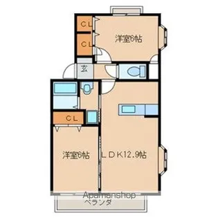 ティアラ観世音寺Ⅱ【2階】の間取り