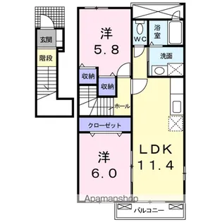 アンジュ・ド・プレッソ【2階】の間取り