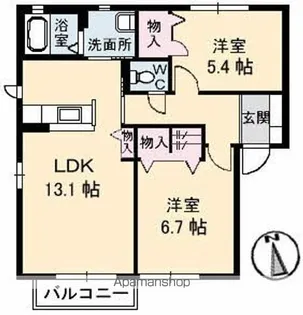 ハピネス B棟【1階】の間取り