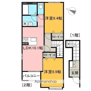 ピック・リヴァージュ【201号室】の間取り