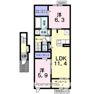 カーサ・ボヌール【2階】の間取り