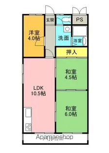 キッコーハイツ岡山手【4階】の間取り