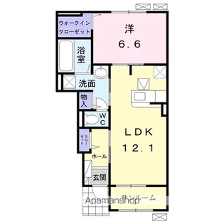 1LDKの間取り画像