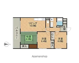 パールマンション手鎌【601号室】の間取り