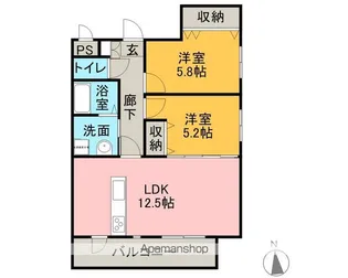 プラセル【1-D号室】の間取り