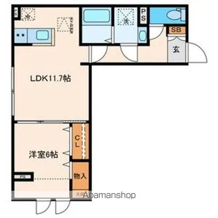 パセオプラシード連坊【104号室号室】の間取り