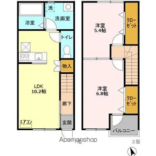 千葉県千葉市緑区あすみが丘東1丁目【テラスハウス】の間取り