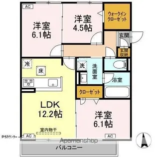 セレスティア長良福光【1階】の間取り