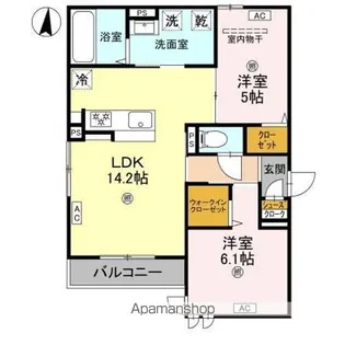 PASSARO GRANDE 墨江 EAST【201号室】の間取り