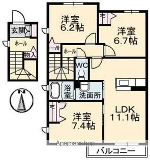 シャーメゾン上林【2階】の間取り