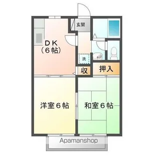 広島県福山市山手町6丁目【アパート】の間取り