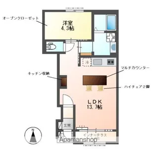 レヴメゾン神山五番館【1階】の間取り