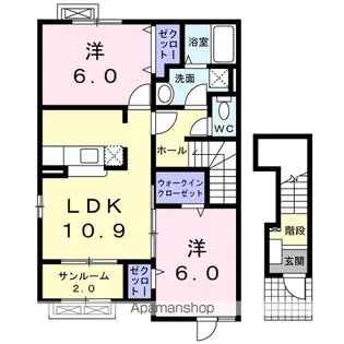 ヒルズ キザキ B【2階】の間取り