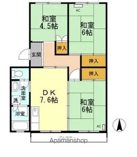 名鉄旭前ハイツB棟【1階】の間取り